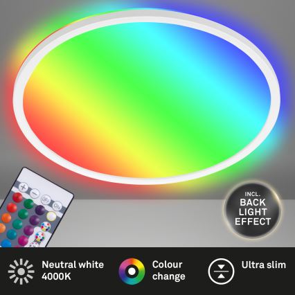 Briloner 7092-416 - LED RGBW stropna svjetiljka s prigušivanjem SLIM LED/15W/230V + daljinski upravljač