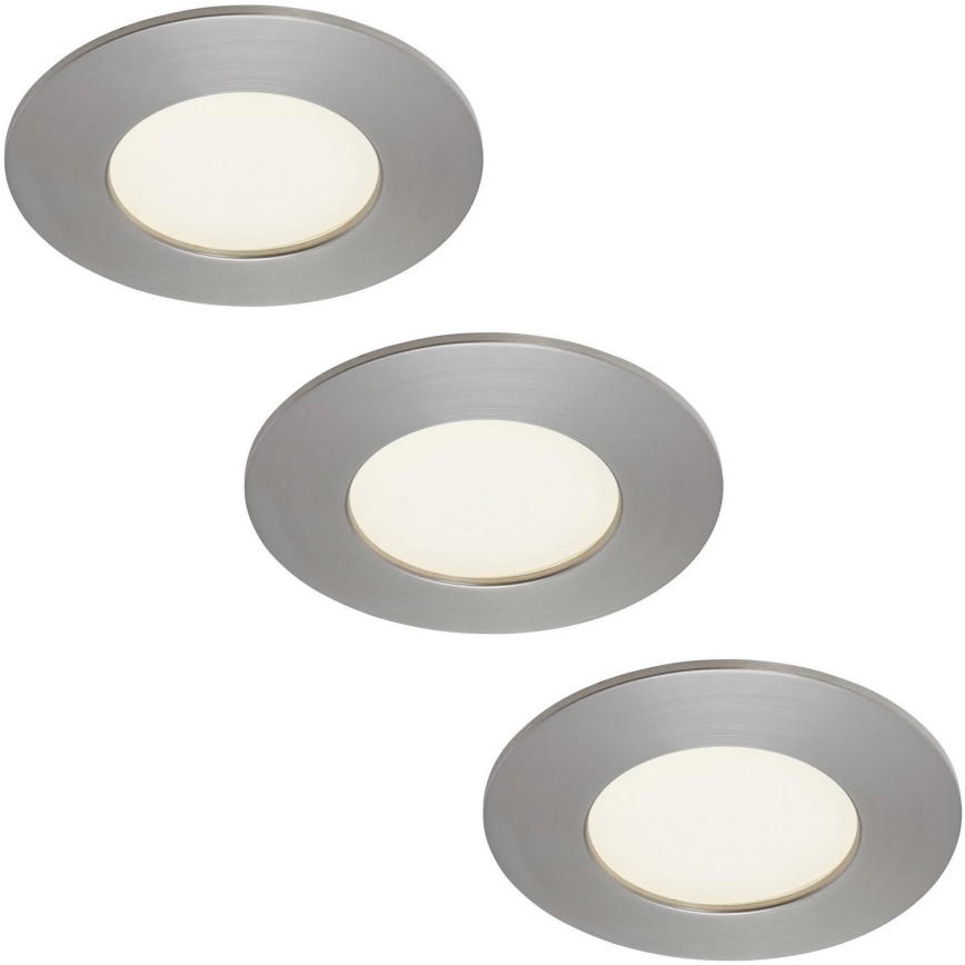 Briloner 7103432 - Komplet od 3 prigušivih ugradnih kupaonskih LED svjetiljki 3xLED/4,9W/230V IP44, matni krom