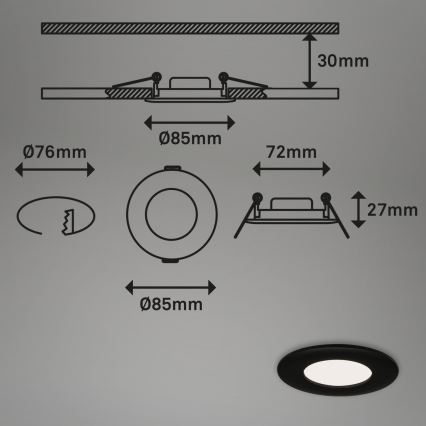Briloner 7113-415 - LED Ugradbena svjetiljka za kupaonicu FLAT LED/5W/230V IP44