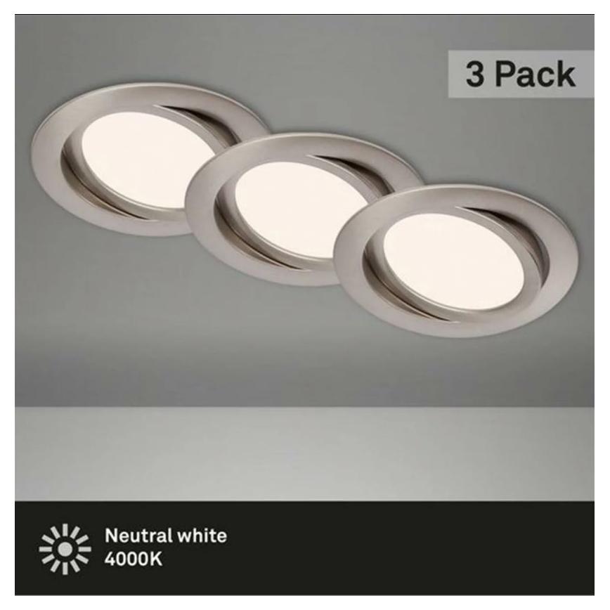 Briloner 7116-432 - SET 3x LED Ugradbena svjetiljka za kupaonicu FLAT IN LED/9W/230V IP23