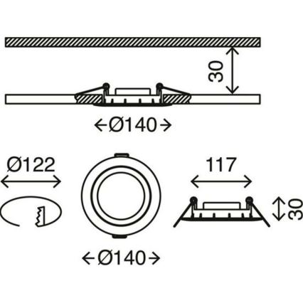 Briloner 7116-432 - SET 3x LED Ugradbena svjetiljka za kupaonicu FLAT IN LED/9W/230V IP23