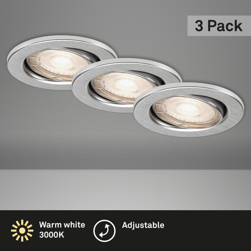 Briloner 7144-039 - Set 3x LED Ugradbena svjetiljka za kupaonicu SLIDE 1xGU10/4W/230V IP23