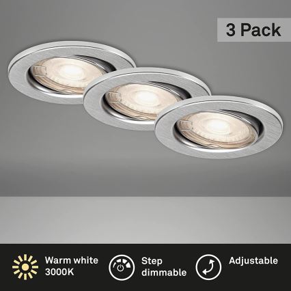 Briloner 7149-039 - SET 3xLED Prigušiva svjetiljka za kupaonicu 1xGU10/5W/230V IP23