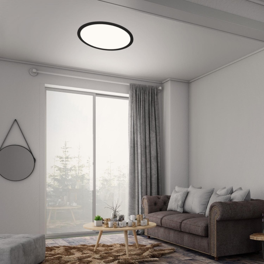 Briloner 7168-015 - LED Prigušiva stropna svjetiljka PIATTO LED/22W/230V 3000-6500K pr. 40 cm crna + daljinski upravljač