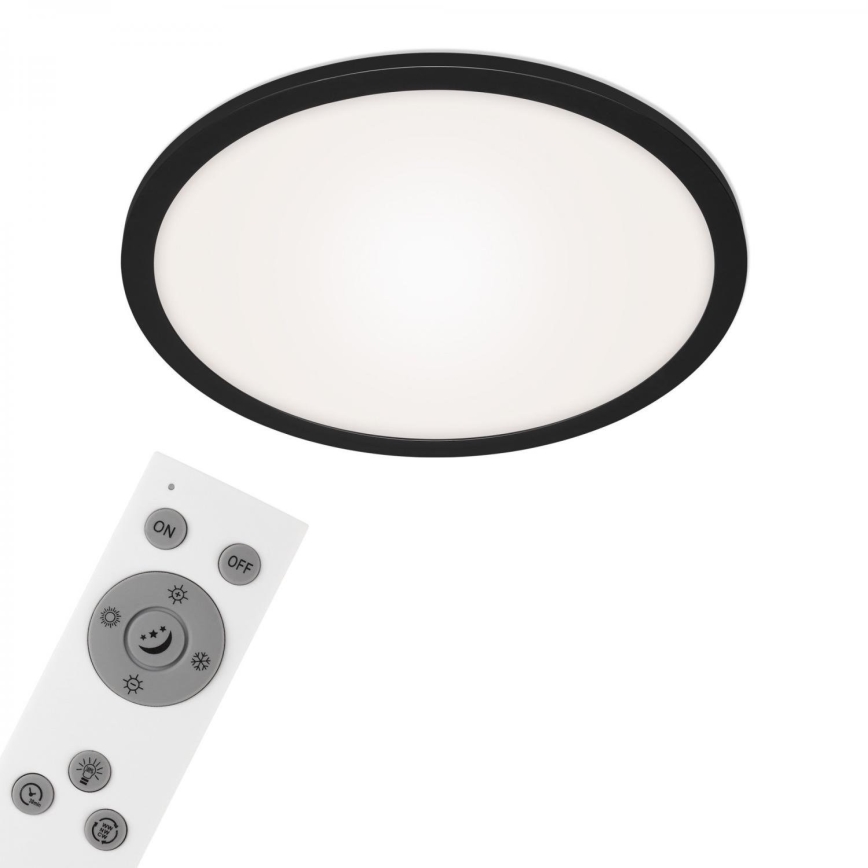 Briloner 7168-015 - LED Prigušiva stropna svjetiljka PIATTO LED/22W/230V 3000-6500K pr. 40 cm crna + daljinski upravljač