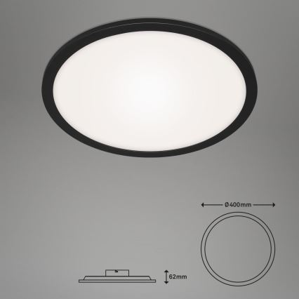 Briloner 7168-015 - LED Prigušiva stropna svjetiljka PIATTO LED/22W/230V 3000-6500K pr. 40 cm crna + daljinski upravljač