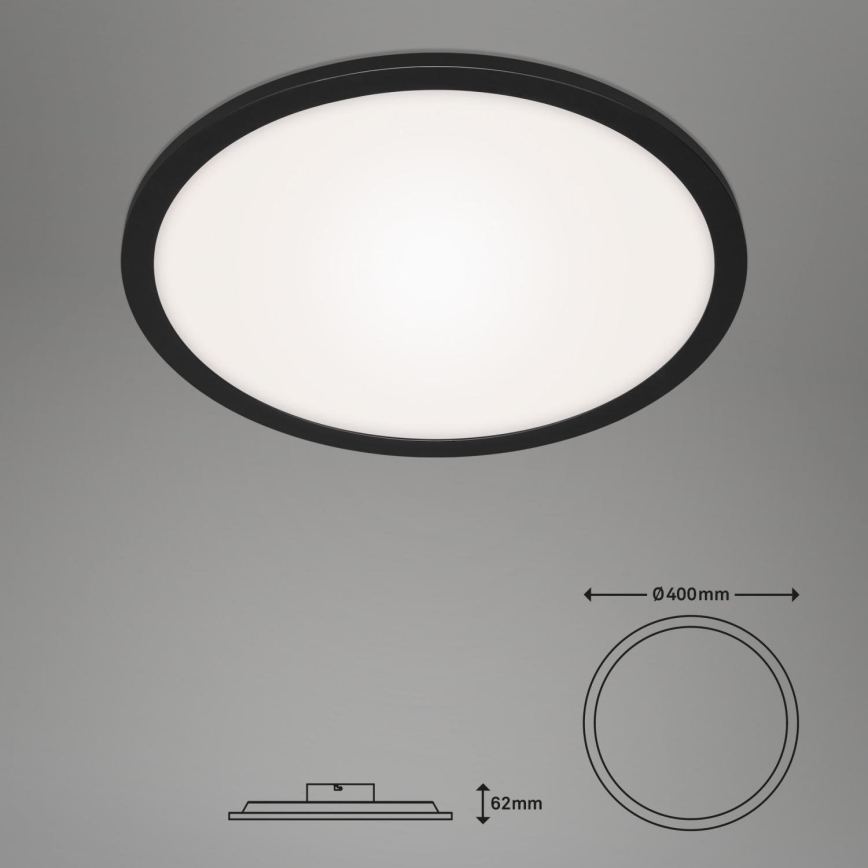 Briloner 7168-015 - LED Prigušiva stropna svjetiljka PIATTO LED/22W/230V 3000-6500K pr. 40 cm crna + daljinski upravljač