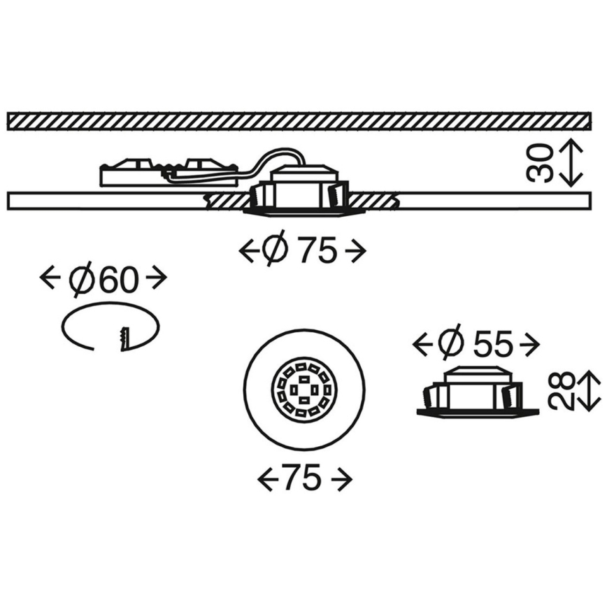 Briloner 7204-031 - SET 3x LED Ugradbena svjetiljka za kupaonicu ATTACH LED/5W/230V IP44