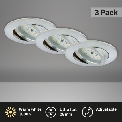Briloner 7209-039 - Set od 3 LED ugradne kupaonske stropne svjetiljke ATTACH LED/5W/230V IP23, matirani krom