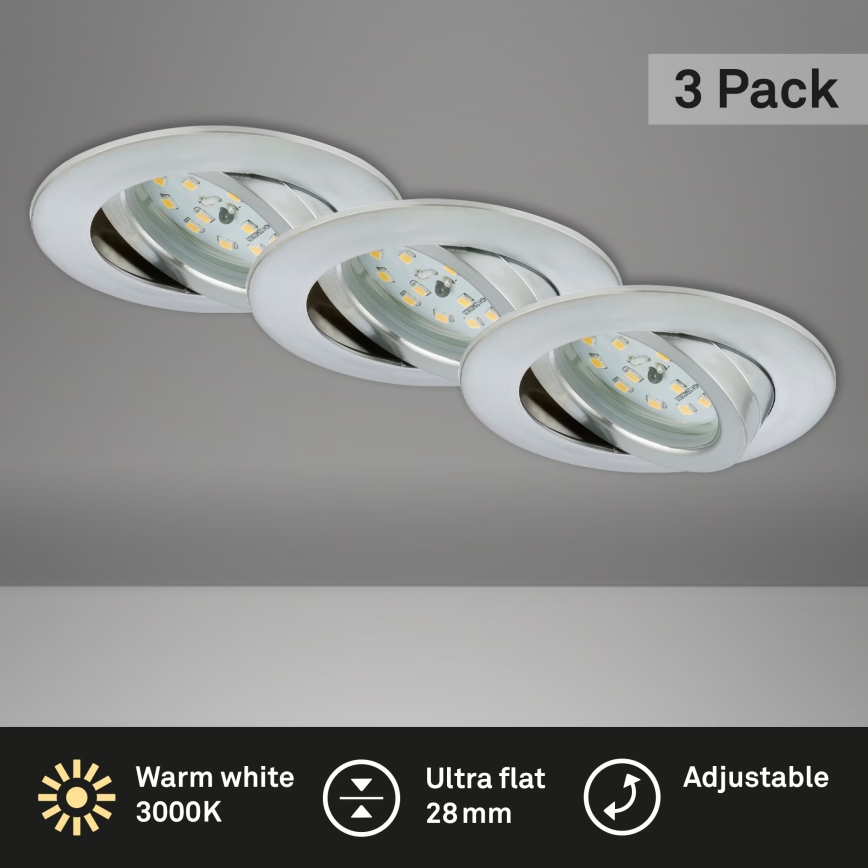 Briloner 7209-039 - Set od 3 LED ugradne kupaonske stropne svjetiljke ATTACH LED/5W/230V IP23, matirani krom