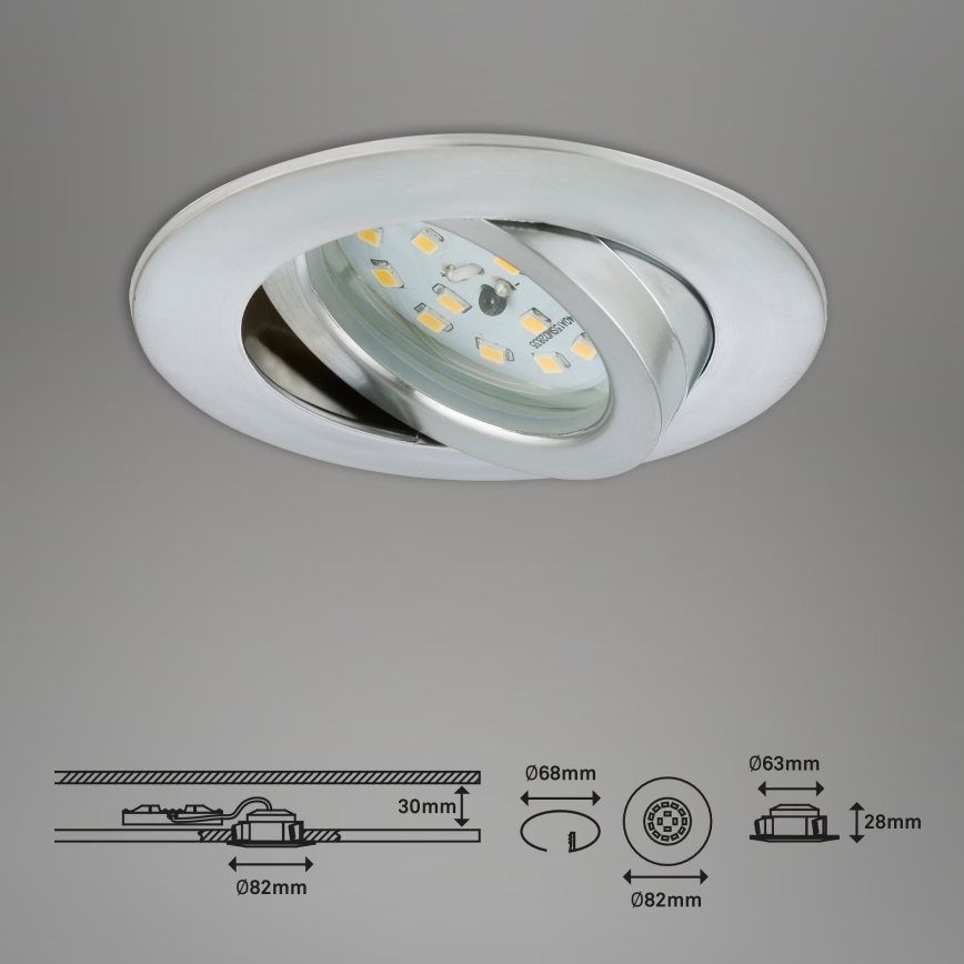 Briloner 7209-039 - Set od 3 LED ugradne kupaonske stropne svjetiljke ATTACH LED/5W/230V IP23, matirani krom