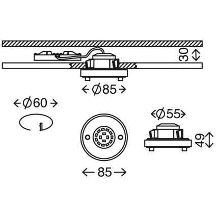 Briloner 7214-012 - LED Ugradbena svjetiljka za kupaonicu ATTACH LED/5W/230V IP44