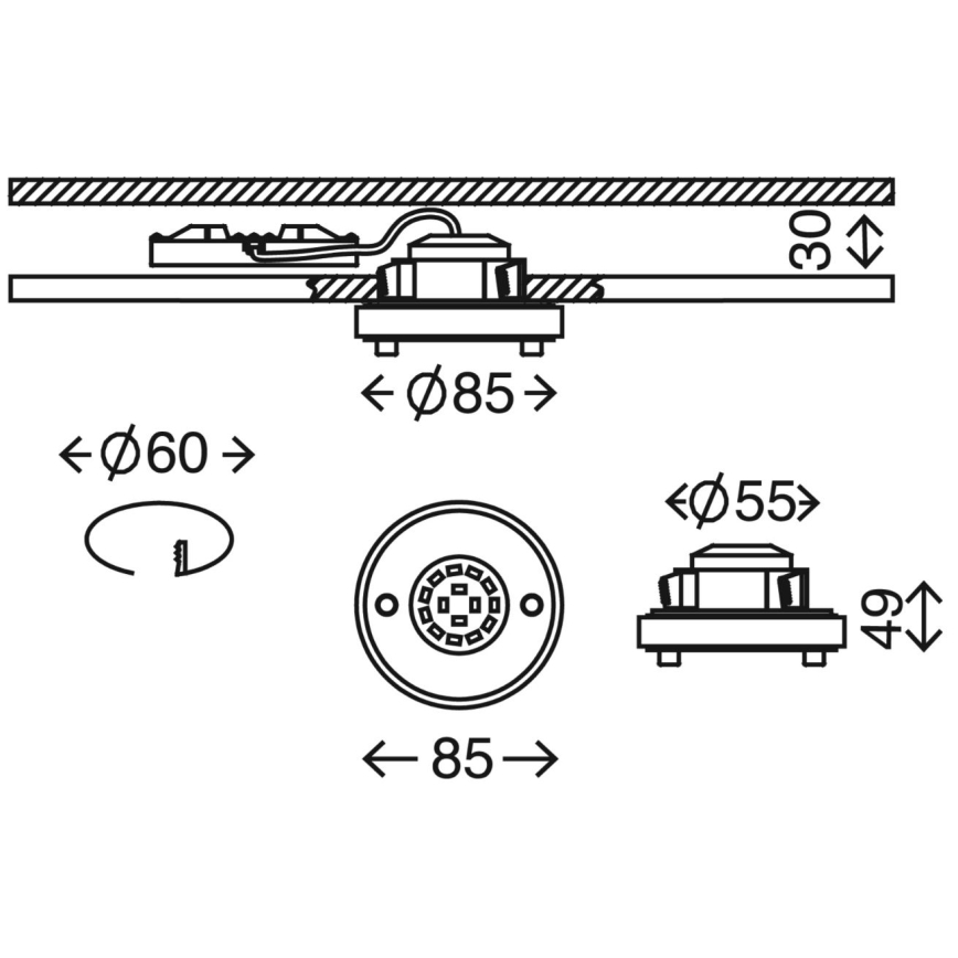 Briloner 7214-012 - LED Ugradbena svjetiljka za kupaonicu ATTACH LED/5W/230V IP44