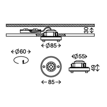 Briloner 7214-019 - LED Ugradbena svjetiljka za kupaonicu ATTACH LED/5W/230V IP44 3000K okrugli