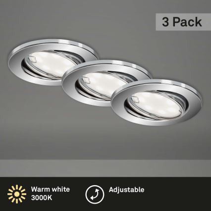 Briloner 7221-038 - SET 3x LED Ugradbena svjetiljka za kupaonicu 1xGU10/3W/230V IP23 sjajni krom