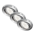 Briloner 7221-038 - SET 3x LED Ugradbena svjetiljka za kupaonicu 1xGU10/3W/230V IP23 sjajni krom