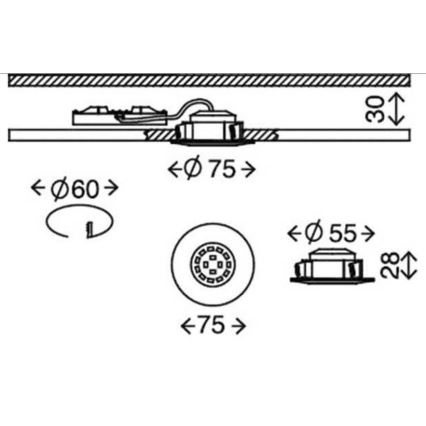 Briloner 7231-031- SET 3x LED Prigušiva ugradbena svjetiljka za kupaonicu LED/5,5W/230V IP44