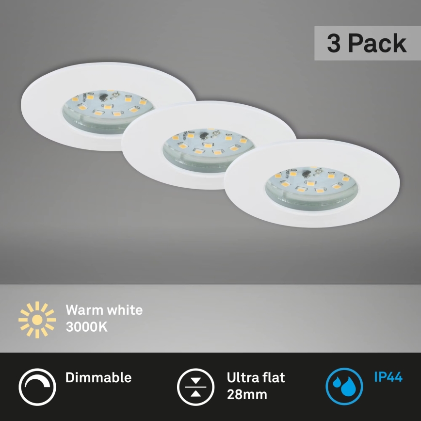 Briloner 7231-036 - SET 3x LED Prigušiva ugradbena svjetiljka za kupaonicu LED/5,5W/230V IP44