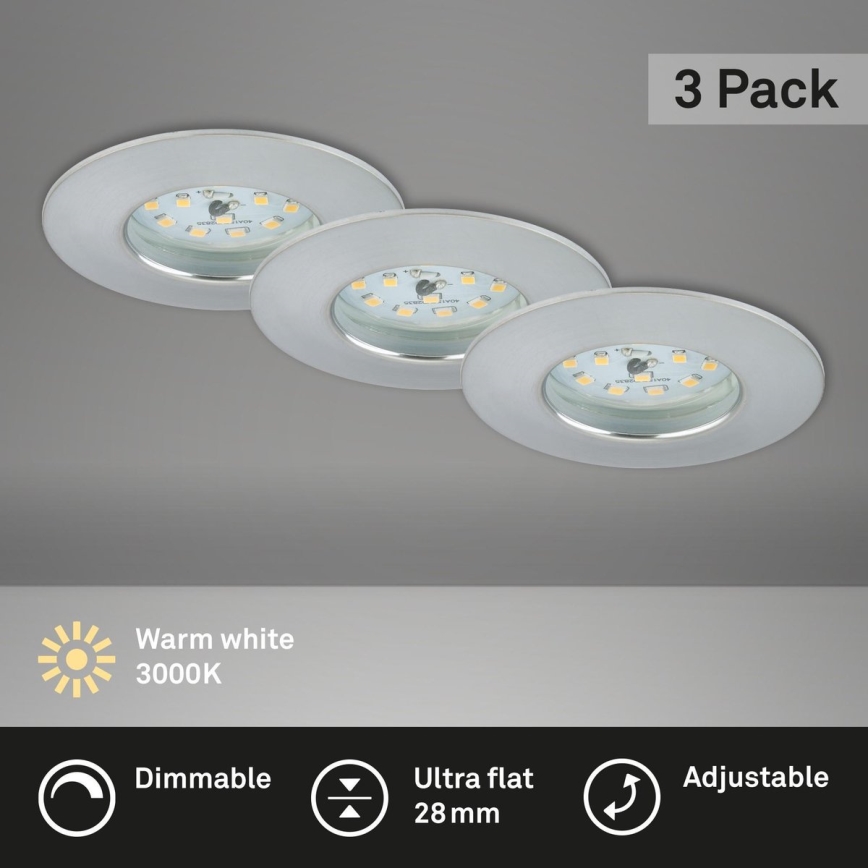Briloner 7231-039 - Komplet 3x prigušivo LED kupaonsko ugradno stropno svjetlo LED/5,5W/230V IP44 matirani krom