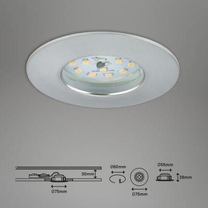 Briloner 7231-039 - Komplet 3x prigušivo LED kupaonsko ugradno stropno svjetlo LED/5,5W/230V IP44 matirani krom