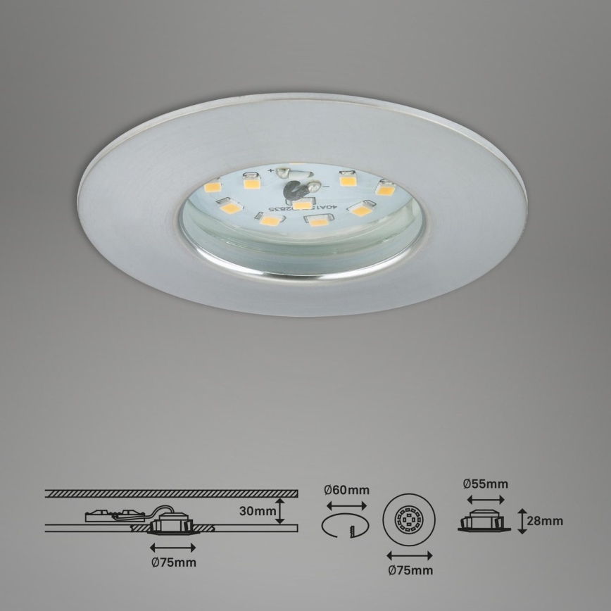Briloner 7231-039 - Komplet 3x prigušivo LED kupaonsko ugradno stropno svjetlo LED/5,5W/230V IP44 matirani krom