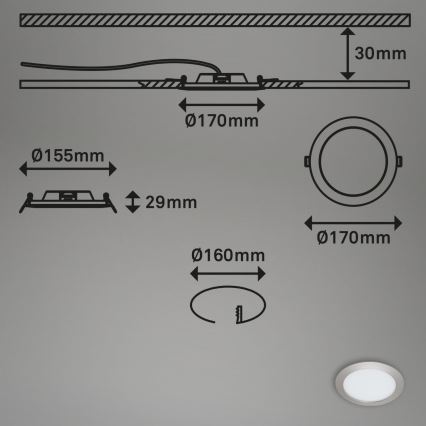 Briloner 7286-012 - LED Ugradbena svjetiljka za kupaonicu LED/12W/230V IP44