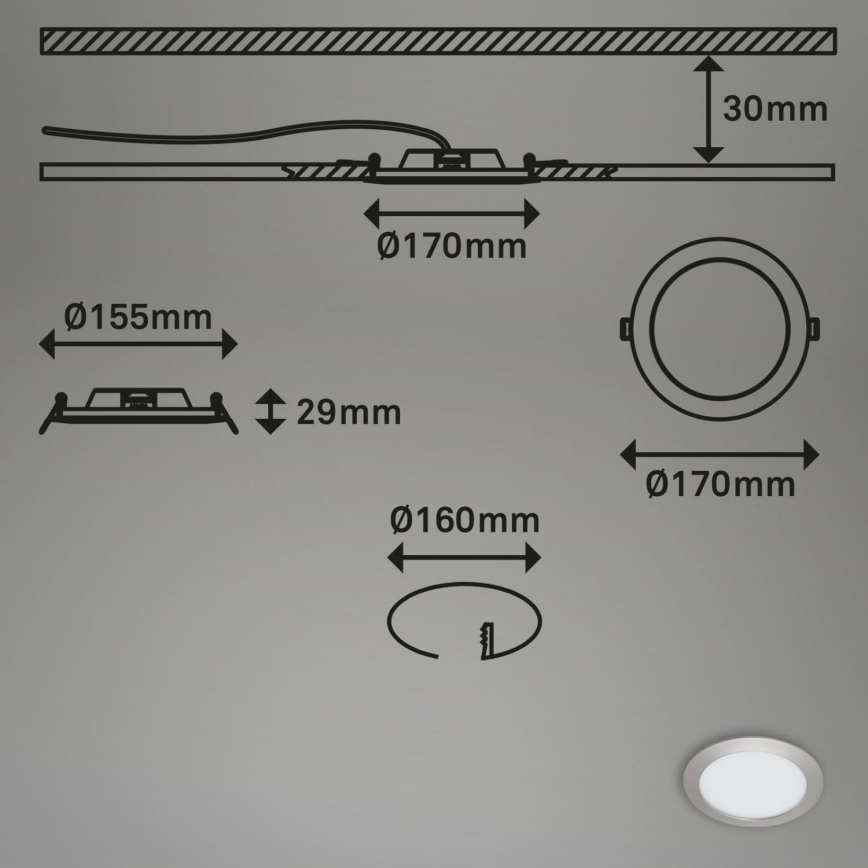 Briloner 7286-012 - LED Ugradbena svjetiljka za kupaonicu LED/12W/230V IP44