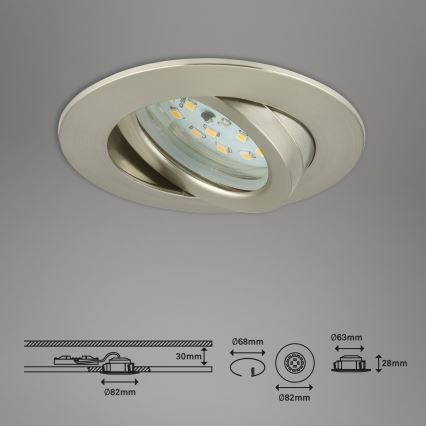 Briloner 7296-012 - LED Prigušiva ugradbena svjetiljka za kupaonicu ATTACH LED/6,5W/230V IP23 mat krom