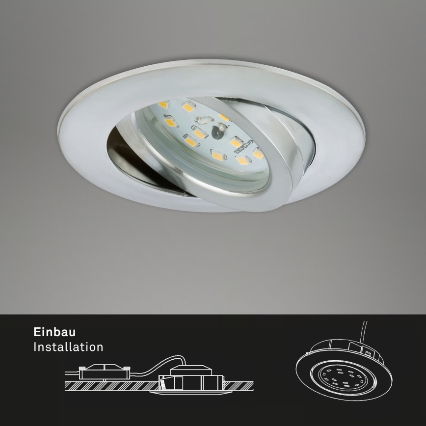 Briloner 7296-039 - SET 3x LED zatemnjivo kupaonsko ugradno stropno svjetlo LED/6,5W/230V 3000K IP23 matni krom