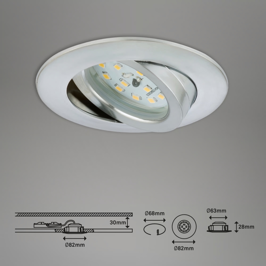 Briloner 7296-039 - SET 3x prigušive LED ugradne svjetiljke za kupaonicu 1xLED/6,5W/230V 3000K IP23 matni krom