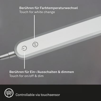 Briloner 7389-014 - LED Prigušiva dodirna fleksibilna stolna lampa SERVO LED/8W/230V 3000/4000/6500K