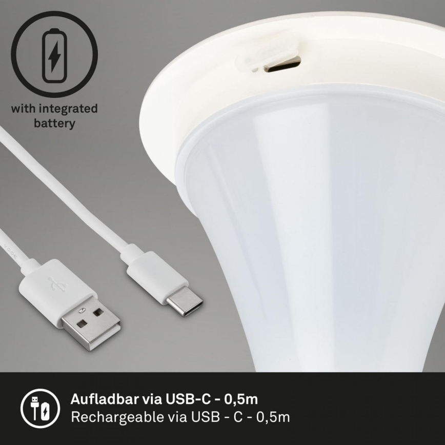 Briloner 7420016 - LED Prigušiva punjiva dodirna vanjska stolna lampa LED/4W/5V IP44 3000K bijela