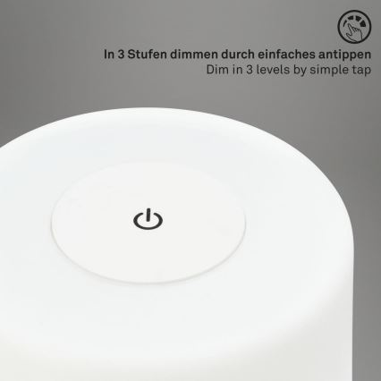 Briloner 7420016 - LED Prigušiva punjiva dodirna vanjska stolna lampa LED/4W/5V IP44 3000K bijela