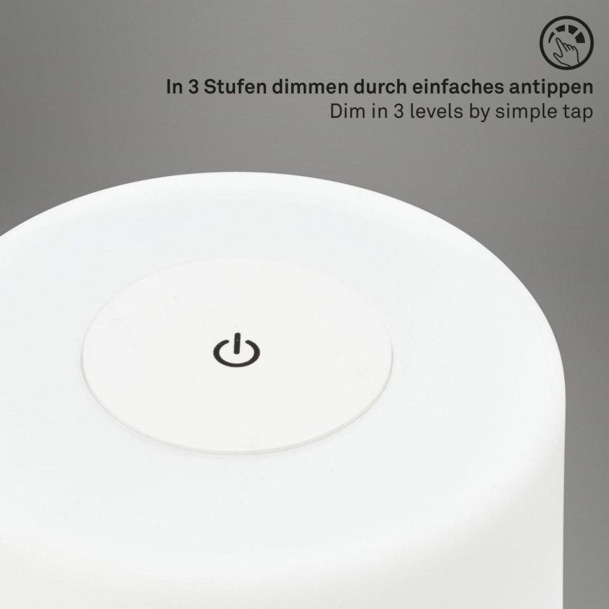 Briloner 7420016 - LED Prigušiva punjiva dodirna vanjska stolna lampa LED/4W/5V IP44 3000K bijela