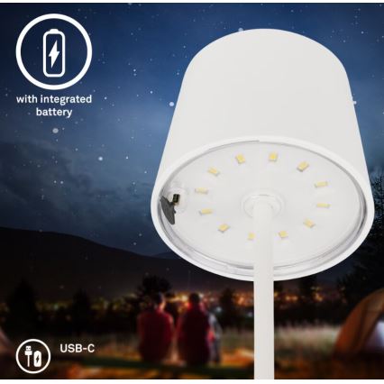 Briloner 7423016 - LED Prigušiva punjiva vanjska stolna lampa LED/2,6W/5V 2000mAh IP44 bijela