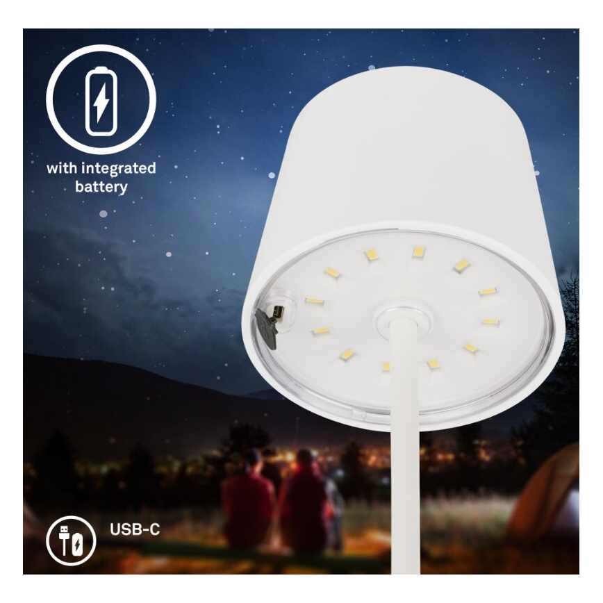 Briloner 7423016 - LED Prigušiva punjiva vanjska stolna lampa LED/2,6W/5V 2000mAh IP44 bijela