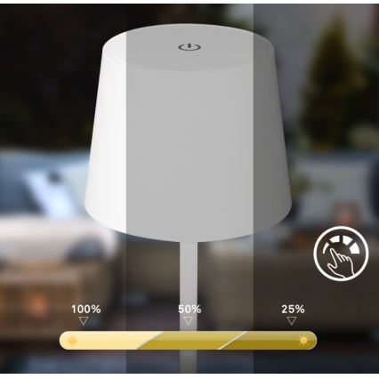 Briloner 7423016 - LED Prigušiva punjiva vanjska stolna lampa LED/2,6W/5V 2000mAh IP44 bijela
