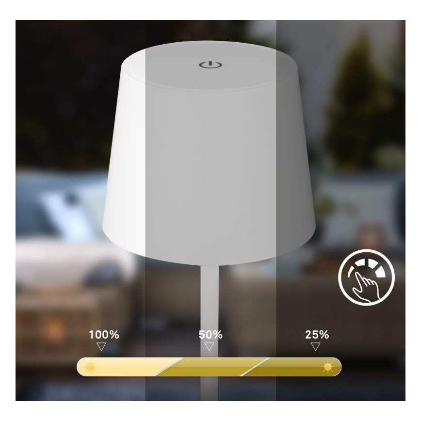 Briloner 7423016 - LED Prigušiva punjiva vanjska stolna lampa LED/2,6W/5V 2000mAh IP44 bijela