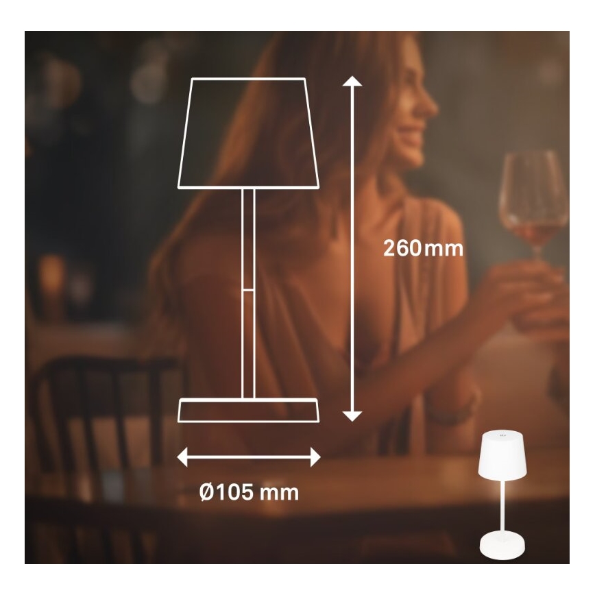 Briloner 7423016 - LED Prigušiva punjiva vanjska stolna lampa LED/2,6W/5V 2000mAh IP44 bijela