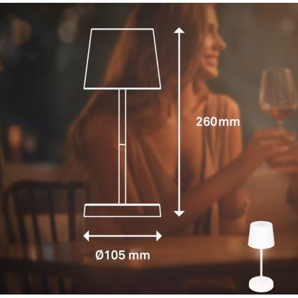 Briloner 7423016 - LED vanjska stolna lampa s mogućnošću prigušivanja, punjiva LED/2,6W/5V 2000mAh IP44 bijela