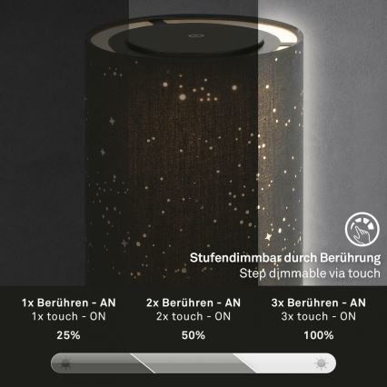 Briloner 7449-015 - LED Prigušiva vanjska dodirna lampa STARRY SKY LED/3W/5V IP44 2000 mAh crna