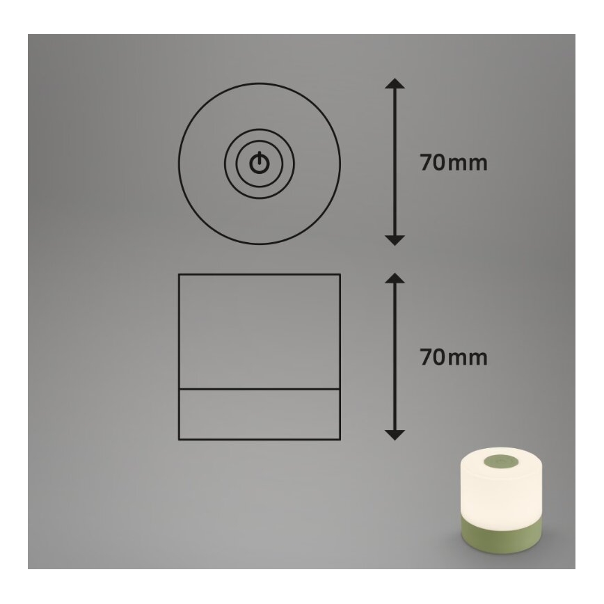 Briloner 7461019 - LED Prigušiva punjiva vanjska stolna lampa LED/2W/5V IP44 1200 mAh zelena