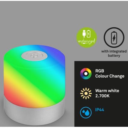 Briloner 7462014 - LED RGB Punjiva vanjska stolna lampa LED/1,5W/5V IP44 1200 mAh mat krom