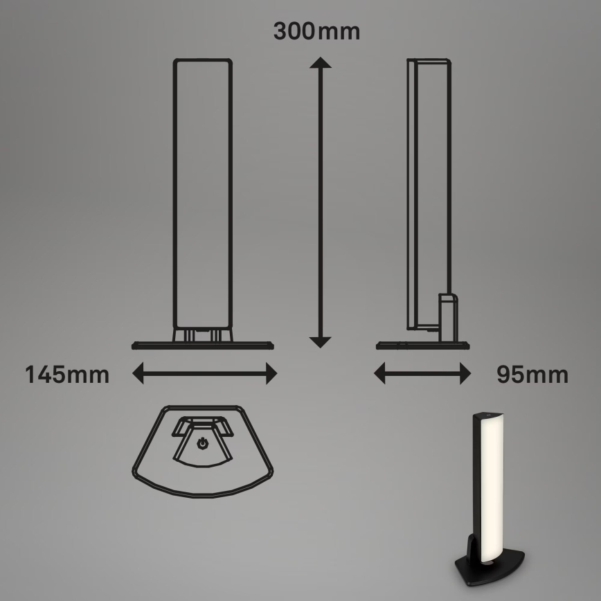 Briloner 7474-015 - LED Prigušiva dodirna punjiva vanjska stolna lampa 2u1 LED/7W/5V 2x2200 mAh USB 3000K IP44 crna
