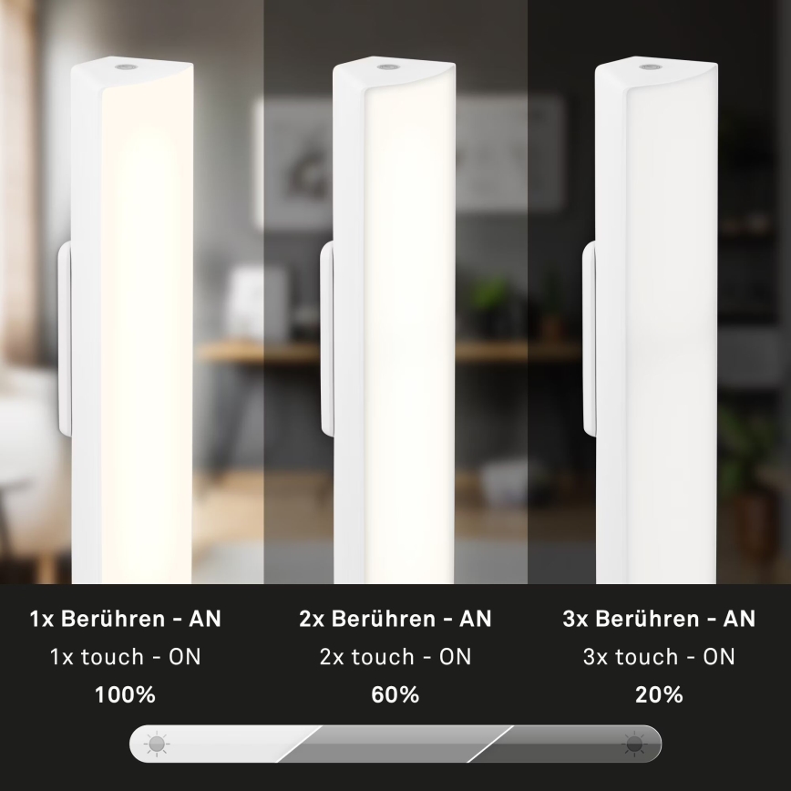 Briloner 7474-016 - LED Prigušiva dodirna punjiva vanjska stolna lampa 2u1 LED/7W/5V 2x2200 mAh USB 3000K IP44 bijela