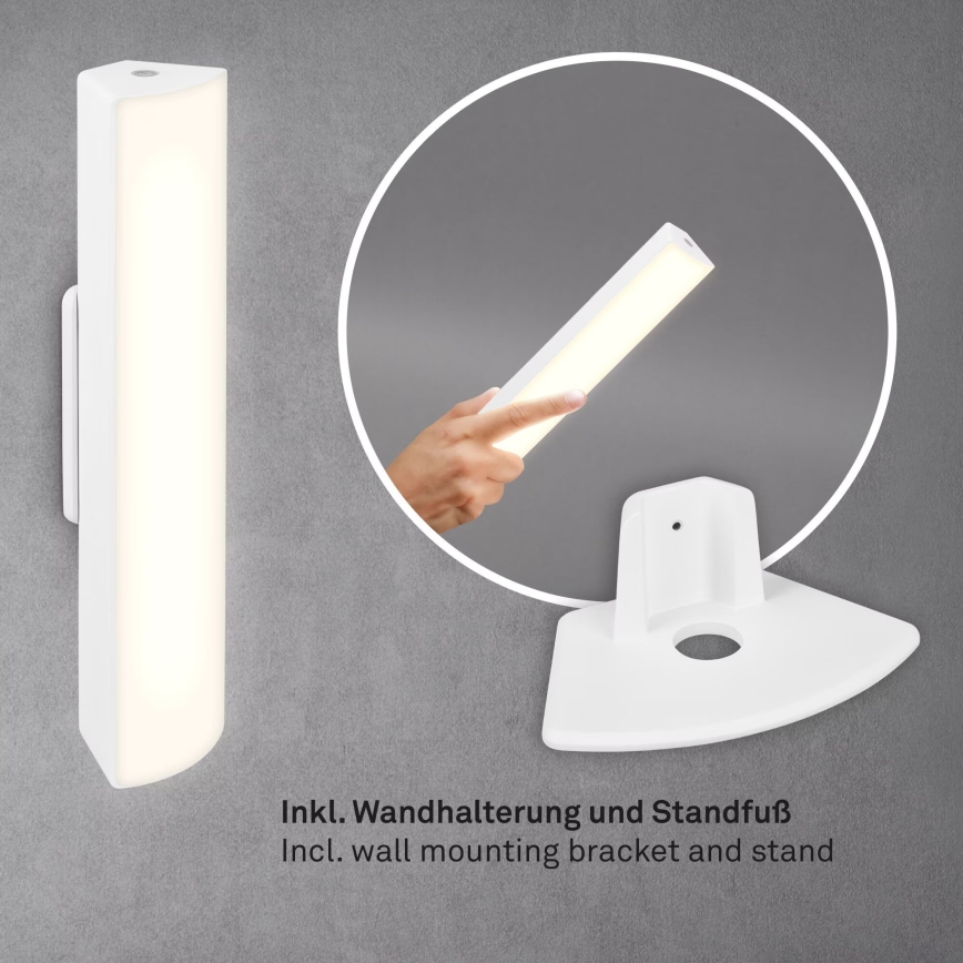 Briloner 7474-016 - LED Prigušiva dodirna punjiva vanjska stolna lampa 2u1 LED/7W/5V 2x2200 mAh USB 3000K IP44 bijela