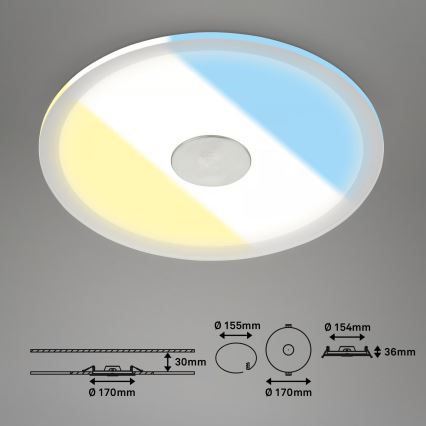 Briloner 7481019 - LED ugradna stropna svjetiljka za kupaonicu LED/12W/230V 3000/4000/6500K IP44 bijela