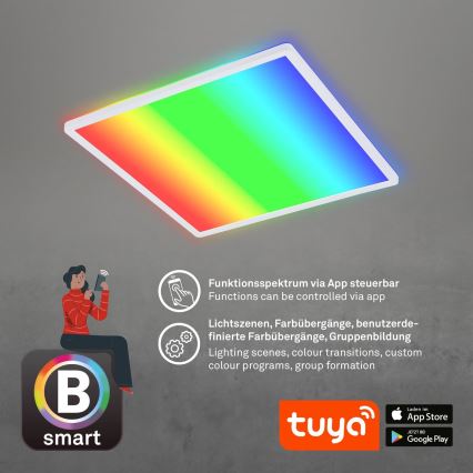 Briloner 7491-016 - pametna LED RGBW stropna svjetiljka s mogućnošću prigušivanja 22W/230V 4000K 42x42 cm Wi-Fi Tuya + daljinski upravljač