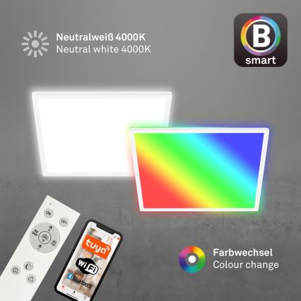 Briloner 7491-016 - pametna LED RGBW stropna svjetiljka s mogućnošću prigušivanja 22W/230V 4000K 42x42 cm Wi-Fi Tuya + daljinski upravljač