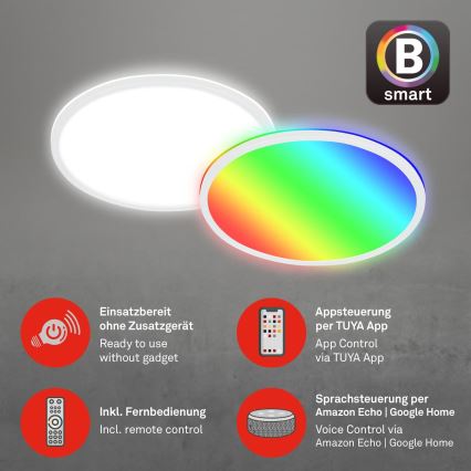 Briloner 7494016 - LED RGBW prigušivo stropno svjetlo SMART LED/22W/230V 4000K, promjer 42 cm, Wi-Fi Tuya + daljinski upravljač